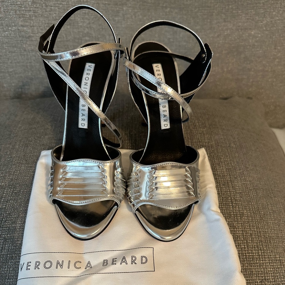 Veronica Beard Shae Metallic Calf Heels